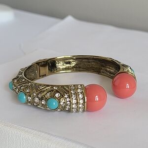 Vintage Heidi Daus Boho Encrusted Bangle Swarovski Crystal Cuff Bangle Bracelet